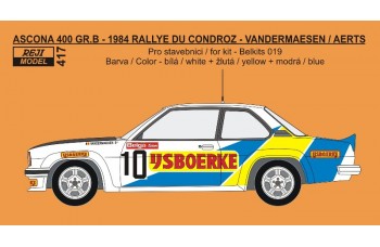 Decal – Opel Ascona 400 - 1984 Rallye du Condroz - Vandermaesen / Aerts 1/24